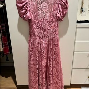 Vintage 80’s ILGWU Lace Puff Sleeve Prom Dress